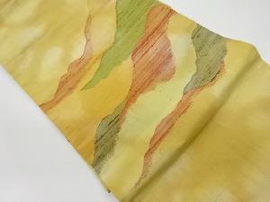 リサイクル　手織り紬抽象山並み模様織出し名古屋帯